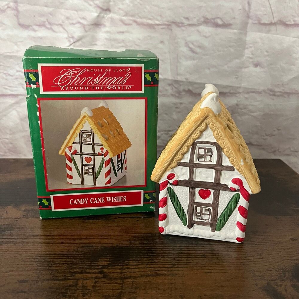Vtg 1992 House of Lloyd Christmas Around The World Candy Cane Wishes House